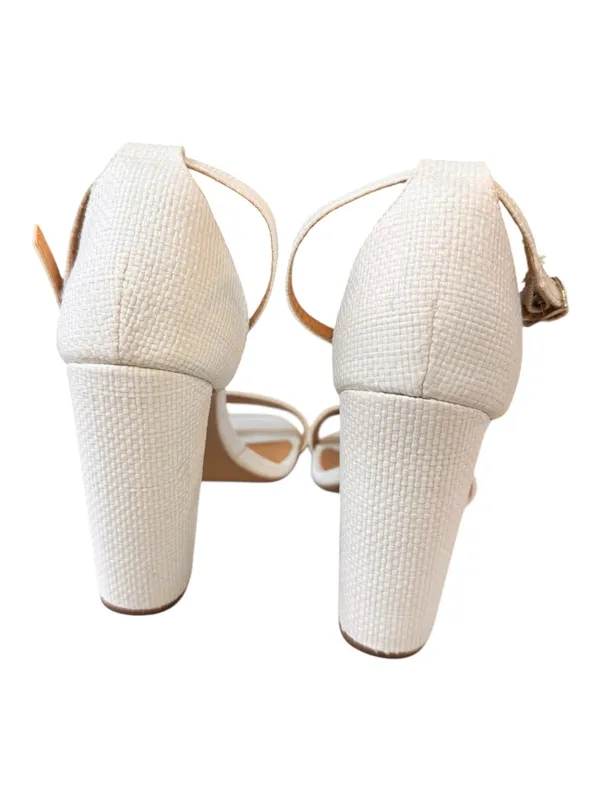 Lorelai Block Heel Sandals Womens 8.5 White Textured Open Toe Ankle Strap - Image 3
