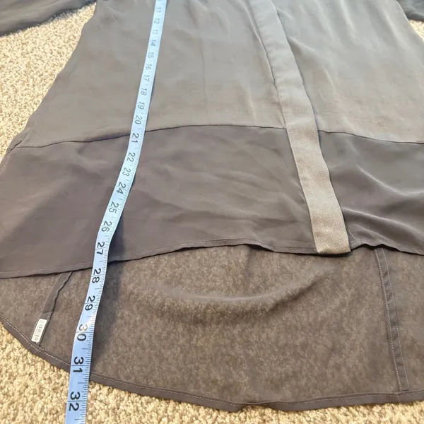 Rag & Bone Silk Sheer Hi Low Blouse Taupe Long Sleeve‎ Top S Minimalist Designer - Image 11