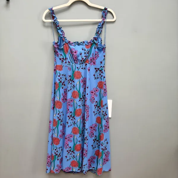 ASTR The Label Blended Blue Floral Print Button-Up Midi Dress S - Image 11