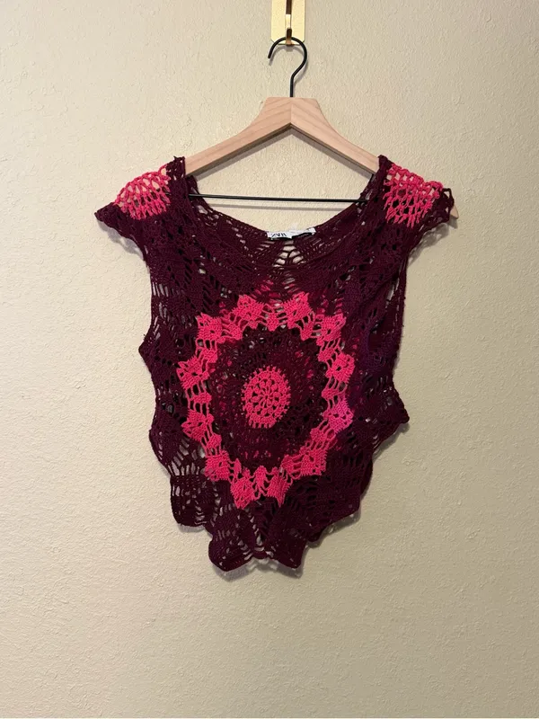 Zara Crotchet Knit Sweater Vest Size Small - Image 2