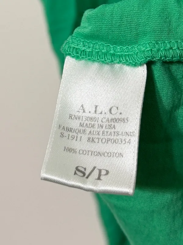 A.L.C. Kati Ruched Puff Sleeve Short Sleeve T-Shirt Top Size Small Green - Image 9