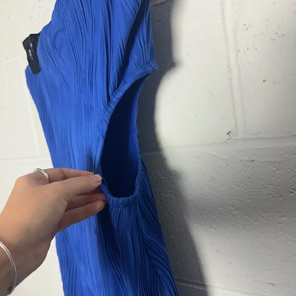 Hello Molly Royal Blue One Shoulder Cutout Textured Midi Dress Womens Size 6 M - Image 3