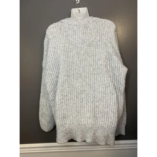 Sonoma Goods For Life Sweater Womens XL Gray Fuzzy Chunky Knit Pullover Cozy - Image 5