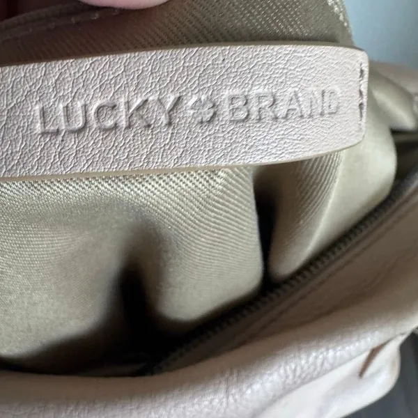Lucky Brand Genuine Leather Bag With Silver Hardware Tan Beige - Image 11