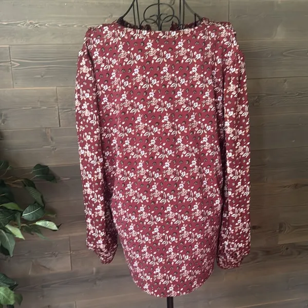 Ann Taylor floral, long sleeve peasant blouse - Image 3