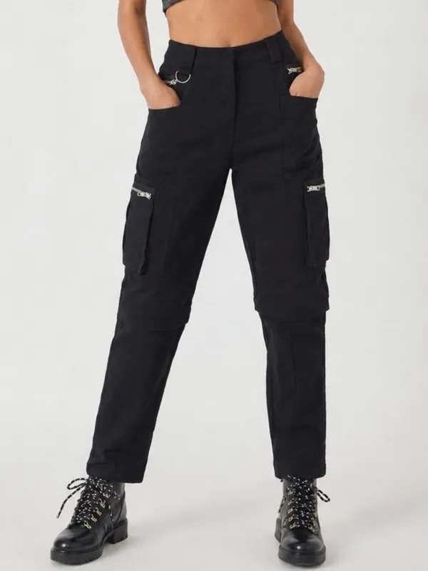 I.AM.GIA Ursa Cargo Pants Large Black Zip Off Convertible Shorts Silver Hardware - Image 16