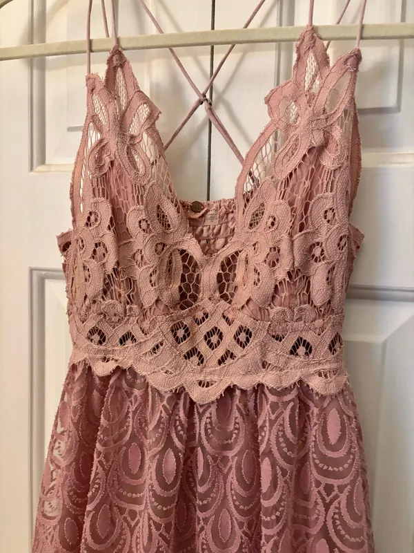 Free People Pink Adelia Lace Dress - Image 3