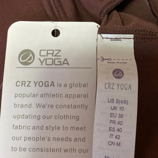 NEW Crz Yoga Brown Sleeveless Cami Camisole Tank Workout Athletic Crop Top Sz S - Image 3