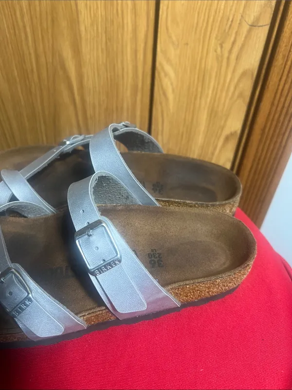 Birkenstock Silver Double-Strap Sandals - Image 3
