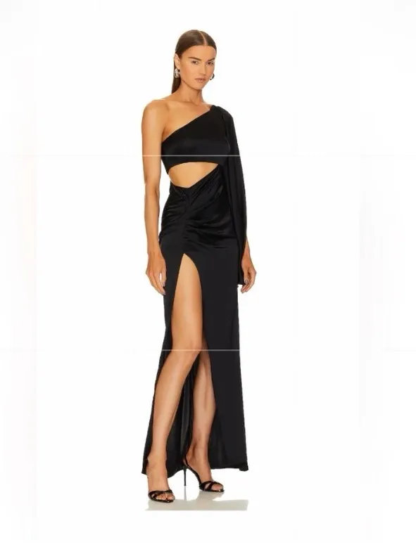 Michael Costello X Revolve Kamaria Gown Black One-Shoulder Cutout Maxi Dress - Image 2