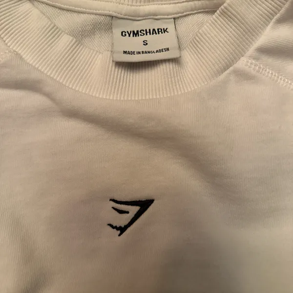 Gymshark w/Embroidered Logo Cropped S White Sweat Shirt - Image 2