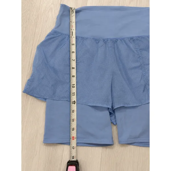 Alo Yoga Women's M Blue High Waist 2-in-1 Grid Mesh Running Shorts - Image 6