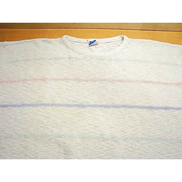 Vintage Catalina Unisex White Pastel Stripes Y2k Oversized Pullover Sweater Sz M - Image 10