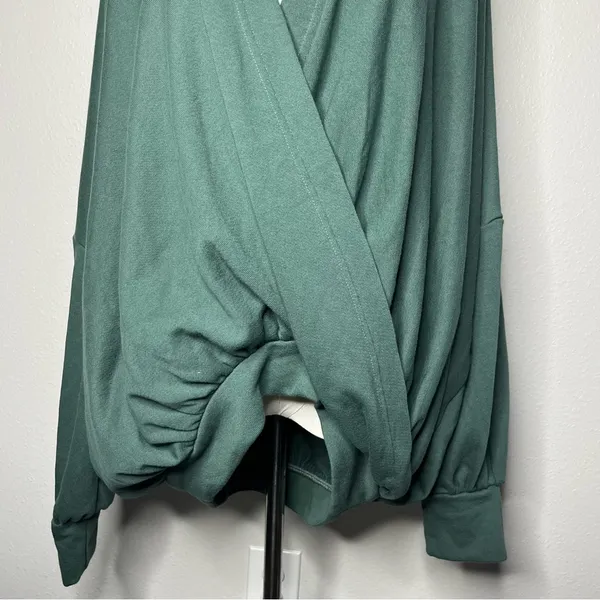 Free People Beach Forest Green Relaxed Oversized Wrap Hooded Sweater Hoodie - Image 4