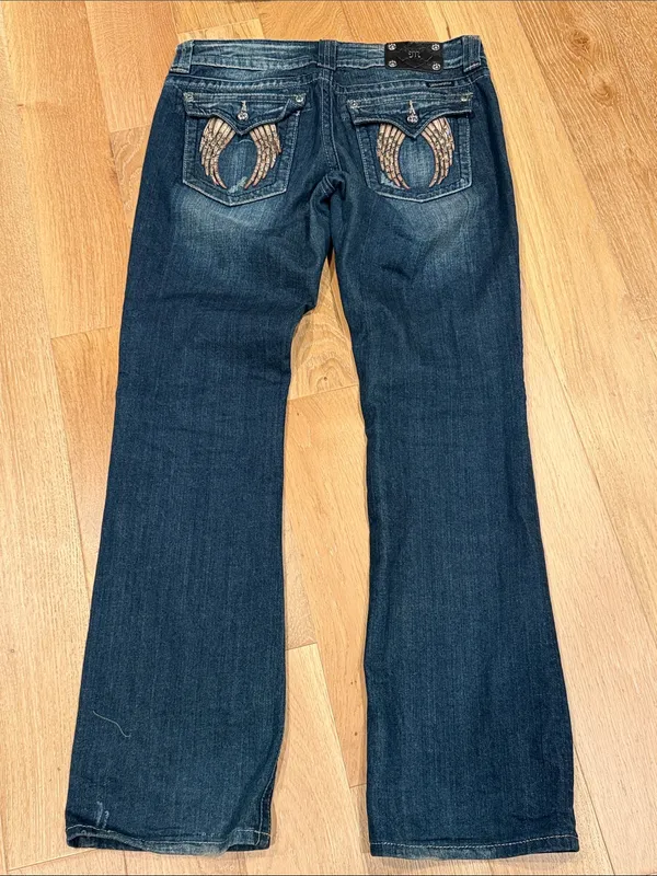 Miss Me Dark Blue‎ Bootcut Jeans with Wing Embroidery 32 - Image 2