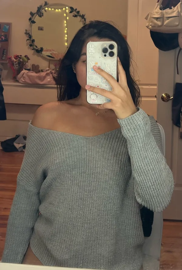 Boutique Grey knit sweater twist back - Image 2