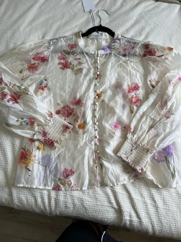 NWT WOMENS BAILEY 44 LIGHT SILKY FLORAL LAYOCELL BUTTONS Size XL - Image 6