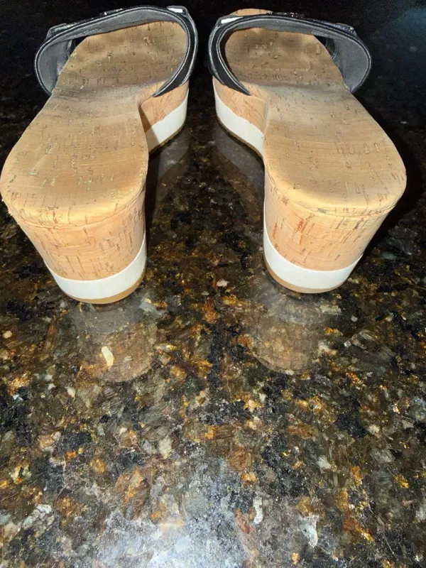 Michael Kors Warren Platform Cork Slide Sandals Black Size 8 - Image 2