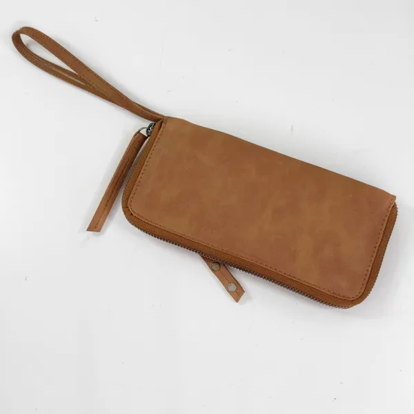 Free People Faux Leather Zip Around Wristlet‎ Wallet Tan - Image 2