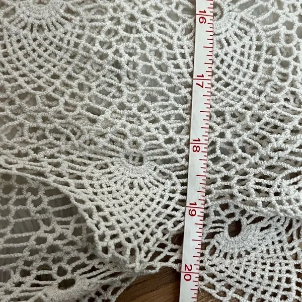 Anthropologie Sparrow Cream Summer Scalloped Crochet Poncho Top XS - Image 7
