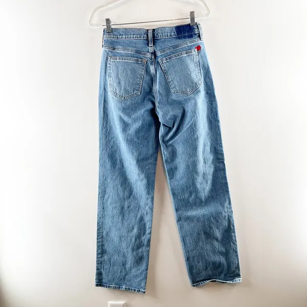 Abercrombie & Fitch High Rise 90s Relaxed Heart Embroidered Jeans Blue 27 - Image 6