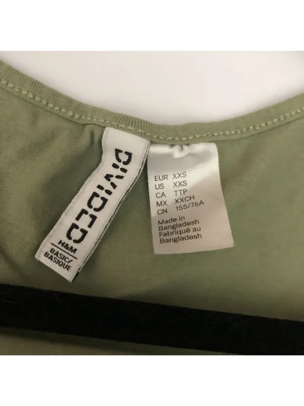 H&M Divided Green Scoop Neck Crop Top Short Sleeve XXS - Image 3