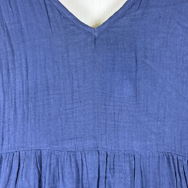 Kings Road Womens Dress Sz S Navy Blue Cotton Maxi Long Tiered‎ Sleeveless Crepe - Image 4