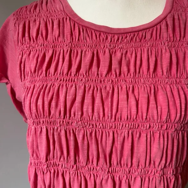 Pilcro Pink Cinched Gathered T-Shirt Blouse Top Bright Size Large - Image 3