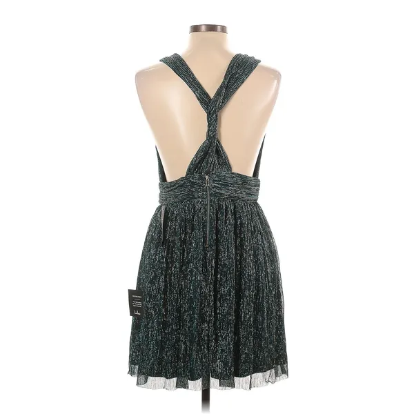 Lulus Ailey Gold and Teal Blue Skater Mini Dress Teal Blue M NWT - Image 5