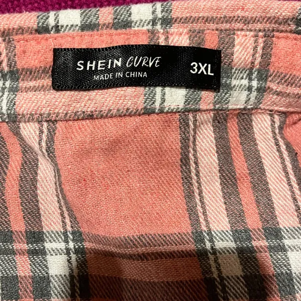 Plaid‎ Button Up Shirt Women 3XL Pink Plaid L/S Casual Western Pastel Layering - Image 4