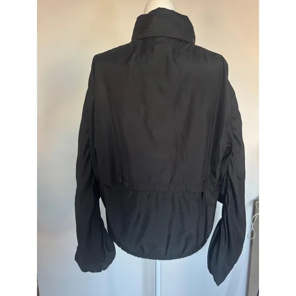 Fabletics Womens Black Full Zip Windbreaker Jacket‎ Ruched Sleeve Size L - Image 3