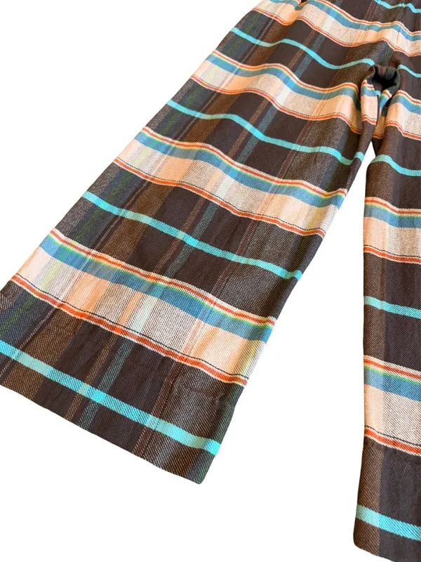 Free People Plaid Back Buckle Cotton Pants Wide Leg Bold Trousers Size 10 NWT - Image 14
