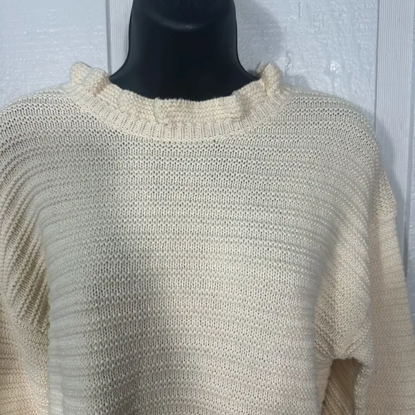 Madewell – Ruffle Neck Pullover Sweater (Heather Stone) Size Large NWOT - Image 5