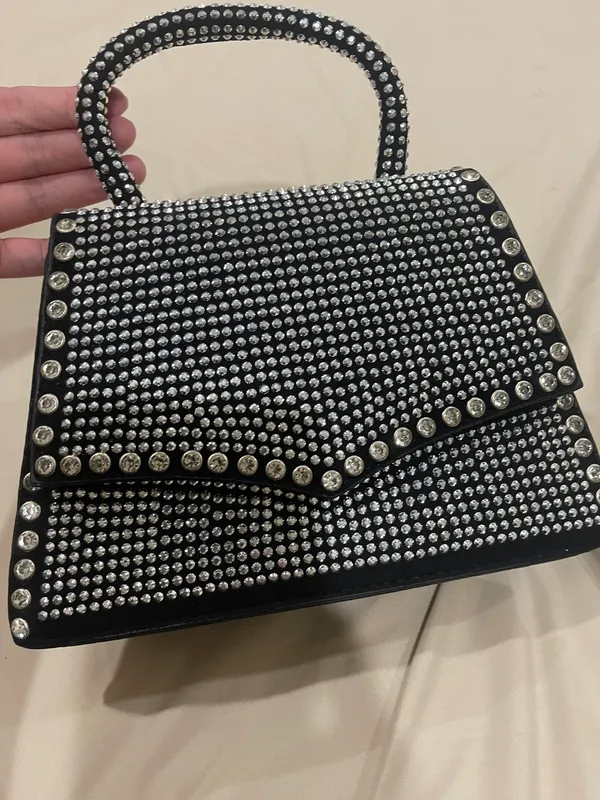 22cm Hobo Clutch Evening Cross Body Bling Luxury Glitter Diamond Black Sparkle Bag Handbag Clutch Purse New Chain - Image 4