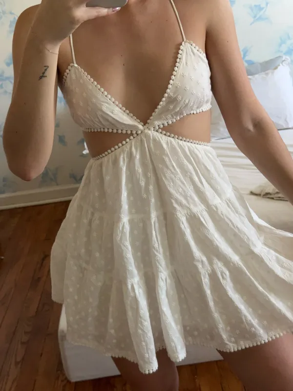 Showpo Dress Mini White Cut Outs - Image 2