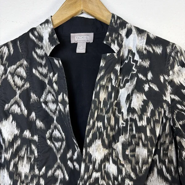 Chico’s 0 career business casual Open Blazer jacket small 4 6 artsy boho western - Image 3