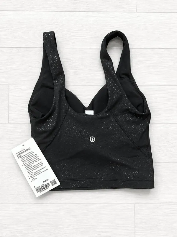 Lululemon Align Tank Top Lace Dot Emboss Black NWT Size 2 Yoga Retail $58 - Image 2