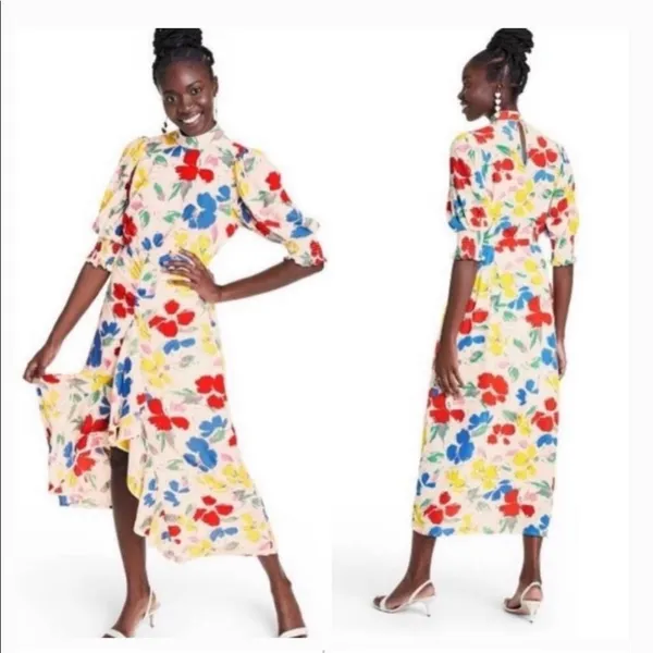 RIXO‎ Floral Print Maxi Dress White Size 8 - Image 2