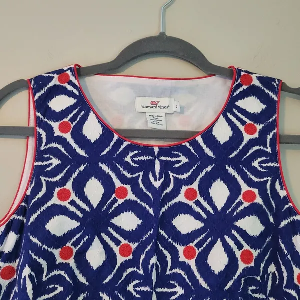 Vineyard Vines Red, White, and Blue Whale Tail Tile Embroidered Dress - Image 2