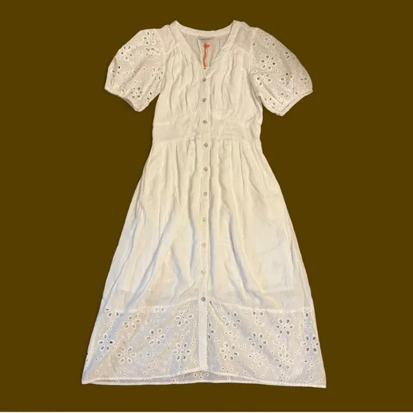NWT Knox Rose White Puff Sleeve V Neck Sundress Extra Small - Image 3