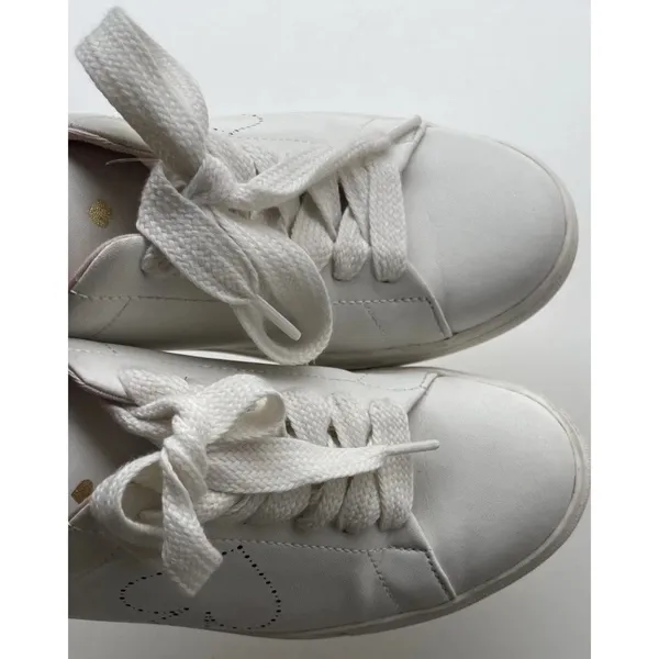 KATE SPADE Angelise White Gold Leather Lace Up Low Top Sneakers Size 8B - Image 3