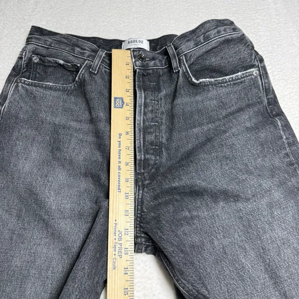 Agolde Womens Dame Jeans Size 29 Wide Leg Button Fly Ditch Black Cuffed - Image 10