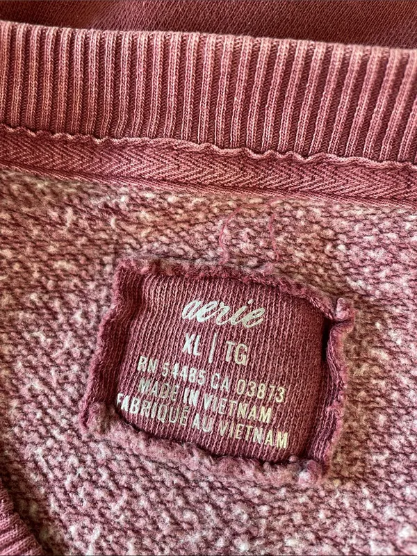 AERIE Everyday Pocket Pullover Crewneck Ribbed in Burgundy Size XL - Image 8