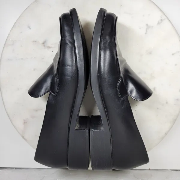 Franco Sarto Bocca Leather Block Heel Loafers 8.5 Black Square Toe Y2K Office - Image 11