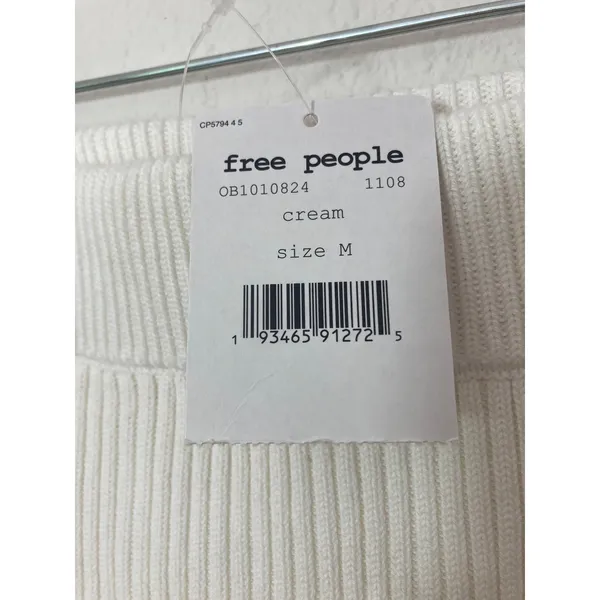 NWT Free People Fall Preppy Heritage Cream Sweater Knit Rib Flare Ruffle Skirt - Image 6