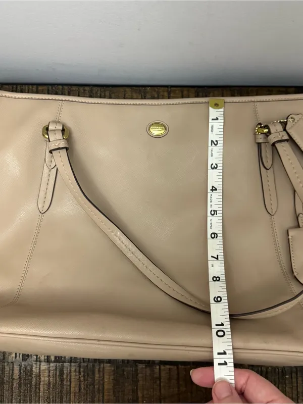 Coach Peyton Leather Zip Top Tote F27349 Brass/Sand bag - Image 11