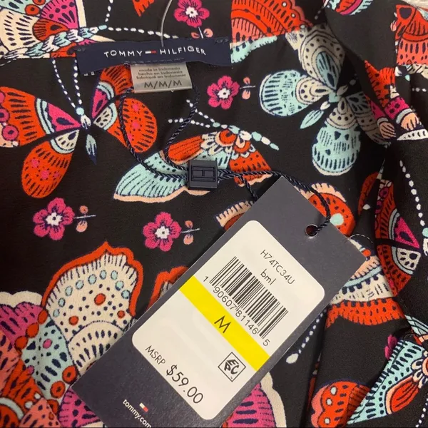 NWT Tommy Hilfiger butterfly print tie neck top‎ - Image 5