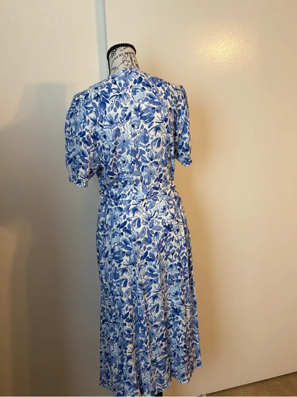 croft & barrow Blue and White Floral Midi Dress with Tie Waist - Image 6