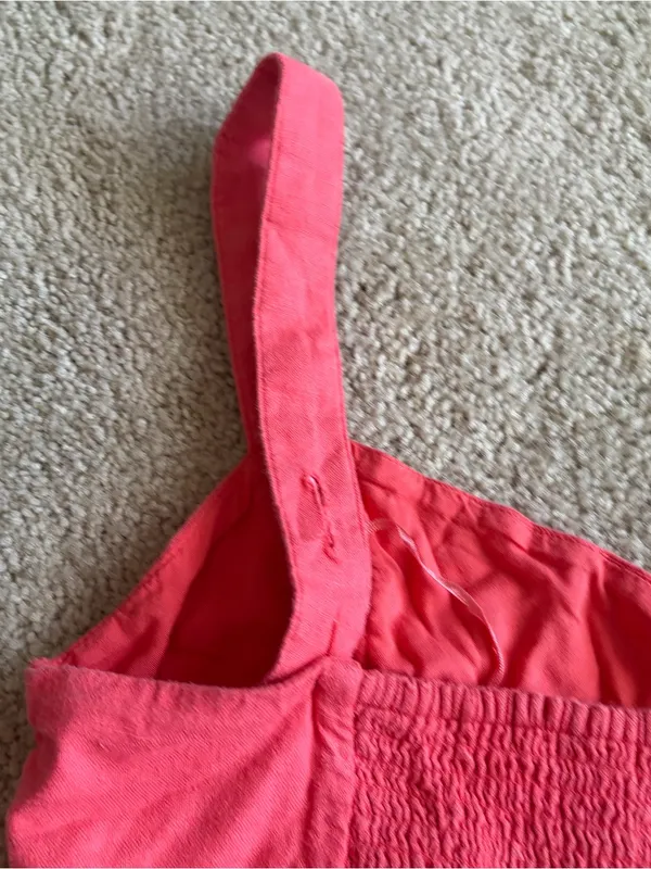 Abercrombie And Fitch Coral Red Linen Blend Summer Beach Lace Up Crop Size Large - Image 8