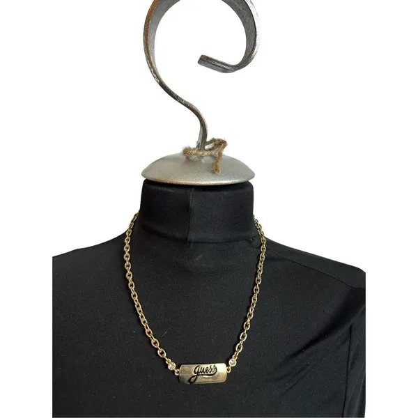 Guess gold toned chain necklace with “guess” plated name plate - Image 2